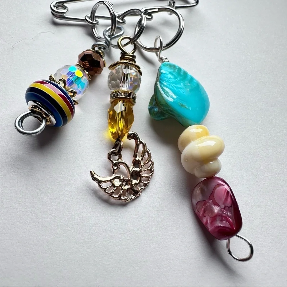 Brooch | Hand Crafted | Glass Beaded |  Pin Artisan Multicolor Wire-Wrapped OOAK